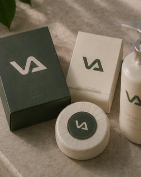VAVABUY amenity kit — box, lotion bottle and signature soap